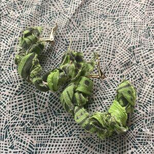 Green Fabric Hoop Earrings